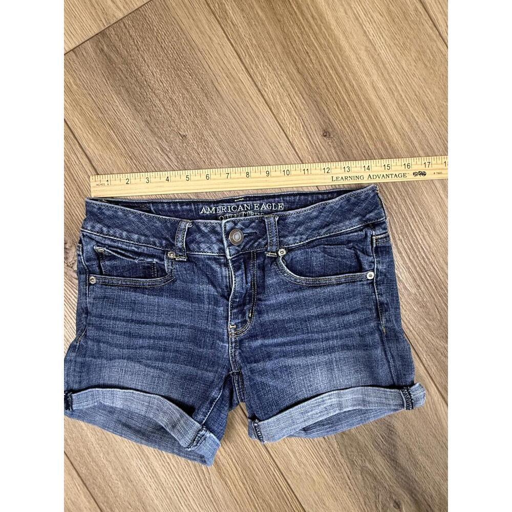 American Eagle Jean Shorts Womens 6 Blue Stretch Denim Cuffed Cutoff Summer - Picture 7 of 8